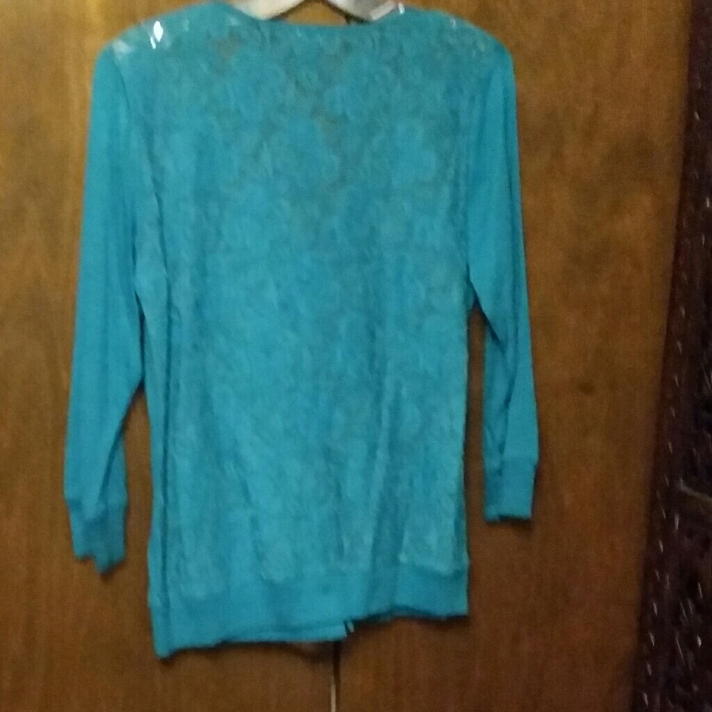 NWOT WET SEAL TURQ LACE AND KNIT CARDIGAN
